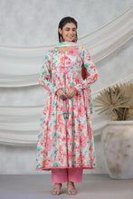 Load image into Gallery viewer, Mul cotton Anarkali 3 pc set
