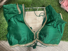 Load image into Gallery viewer, Leaf Green Raw Silk Sabya Inspired Blouse

