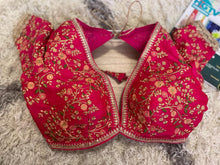 Load image into Gallery viewer, Pink and Gold Multi thread Sabya blouse
