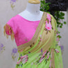 Lime green chiffon saree