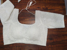 Load image into Gallery viewer, White Chikankari Round Neck Blouse
