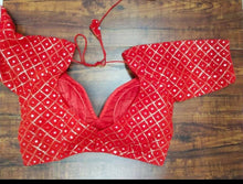 Load image into Gallery viewer, Red Mirror Work Georgette Blouse
