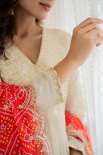 Load image into Gallery viewer, Jacquard tissue off white anarkali set -DIWED
